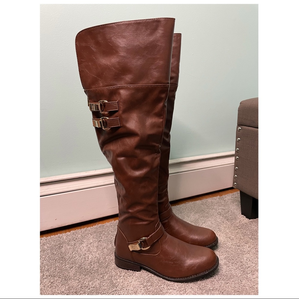 Bamboo - Over Knee Brown Boots - Size 8